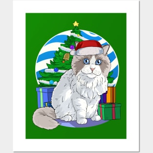 Ragdoll Cat Santa Christmas Gift Posters and Art